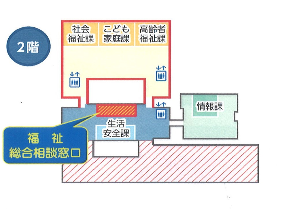 瀬戸市障がい者相談支援センターの案内図（市役所２階）