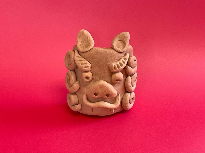 つちいろ狛犬面